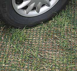 Tire on Tenax Turf Reinforcement TR Protection Mesh